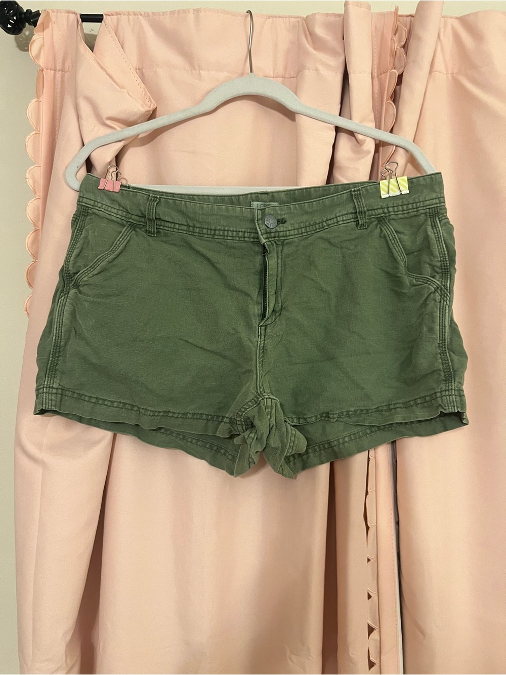 Vintage J Crew Linen Blend Army Green Shorts